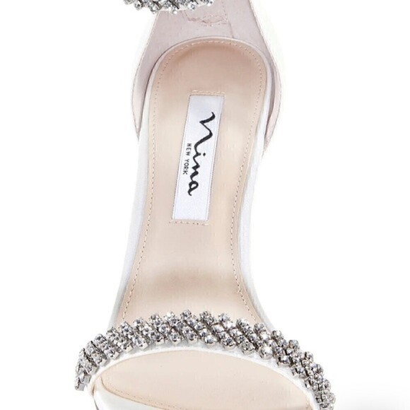 NINA Women's Ivory Vauna Ankle Strap Sandal $108.95 Rows of crystals shimmer 5 - Picture 2 of 10